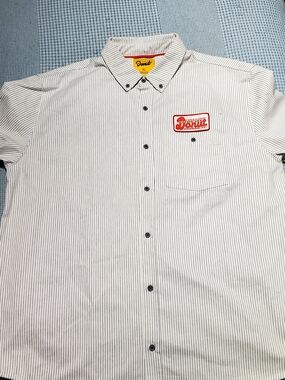 White Pinstripe Short-Sleeve Work Shirt